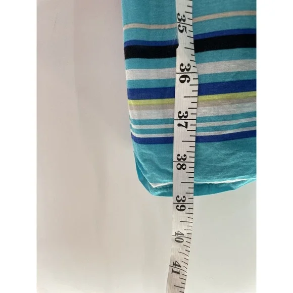 Dressbarn Tank Dress Womens Blue Green Lined Striped V Neck Dress Size 10 - Picture 10 of 10